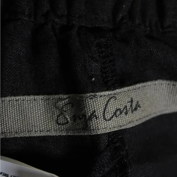 Enza Costa 100% French Linen Lightweight Drawstring Pants Black XL/4 - Picture 8 of 11